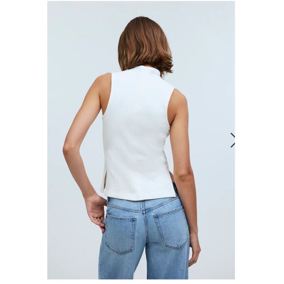 NWT Madewell Side-Slit Mockneck Tank Cream Size XS Retail $48 - Picture 4 of 7
